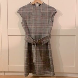 Theory Mod Belted Plaid Dress